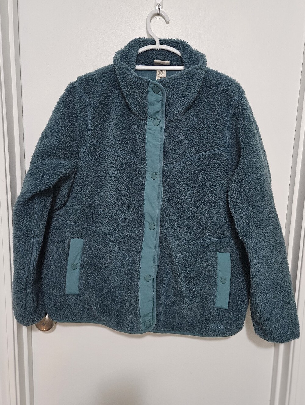 LL Bean Womans Sherpa Fleece Jacket Teal Size 2X
